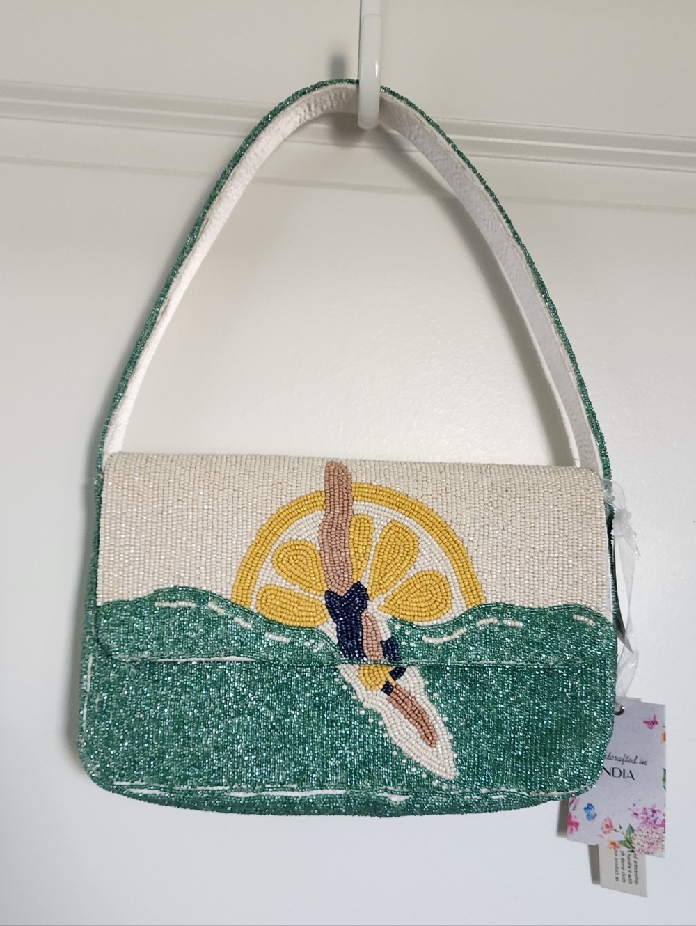 NWT Handmade in India TJMAXX Viral Diver Swimmer Beaded Sequin Shoulder Bag